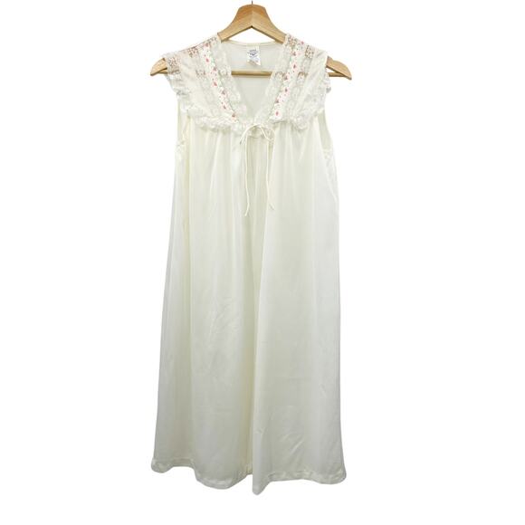 Vintage Sheer Embroidered Floral Nightgown